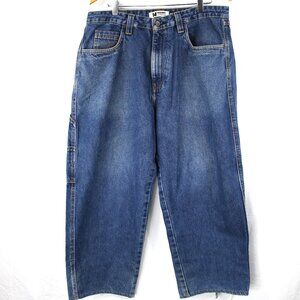 Monet Men's Baggy Wide Leg Drawstring Zip Fly Skateboards Jeans Size 32 Grunge